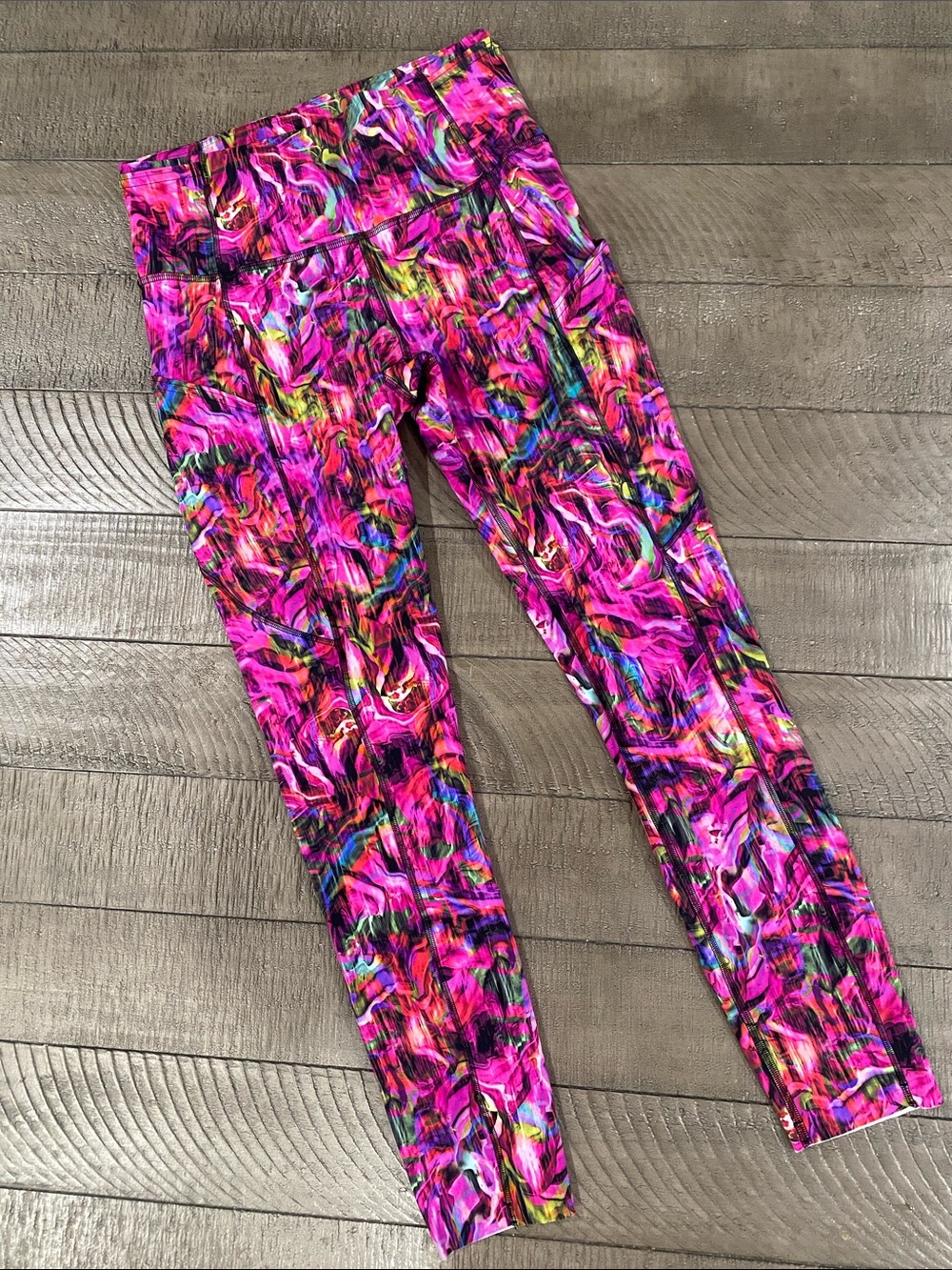 lululemon athletica Pink Multi-Color Abstract Print Leggings